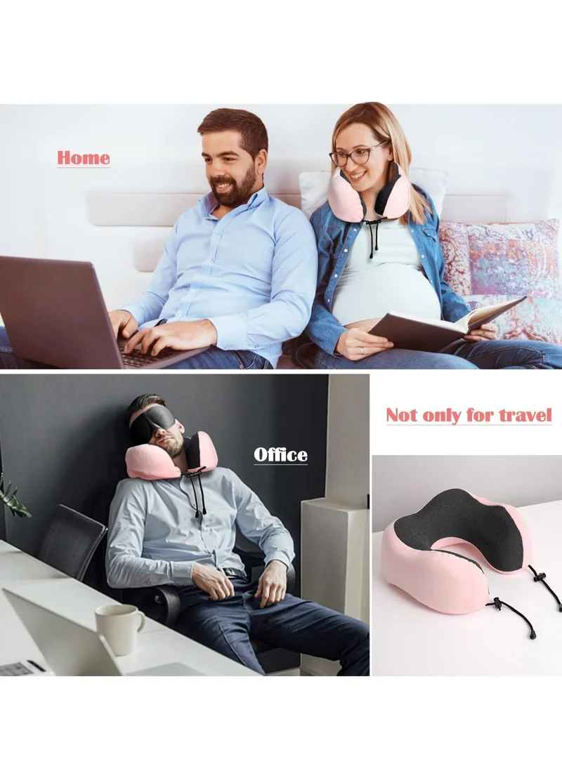 MNUK MNP-3 Neck Pillow for Travel, Black | Memory Cotton U-Shaped Pillow with Magnetic Cloth | Machine Washable Ultimate Travel Pillow for Car, Flight & Nap
