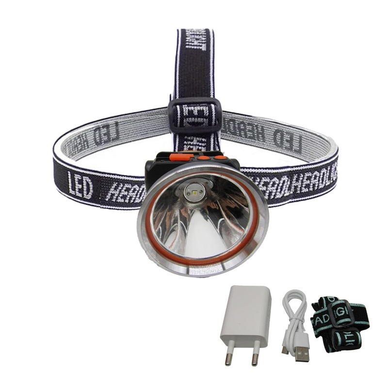 RENMAX مصباح رأس ساطع مقاوم للماء قابل لإعادة الشحن بدون استخدام اليدين مع مستشعر IR LED وميض معدني لنشاطات ركوب الدراجات والتخييم والكهوف والمشي والصيد والتجوال - 1 قطعة - Image 1