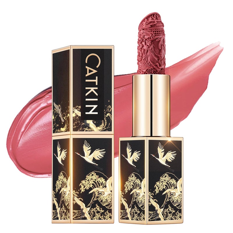 Catkin Moist Lipstick Hydrating High Impact Color Infused with Vitamin E and Avocado Oil Smooth Soft Texture Long Lasting Pink Glow Finish 127 - Image 1