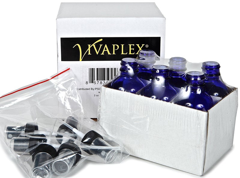Vivaplex 6, Cobalt Blue, 2 oz Glass Bottles, with Black Fine Mist Sprayers - Image 3