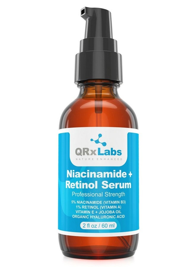 QRxLabs 5% Niacinamide (Vitamin B3) + Retinol Serum - Anti-Aging Serum - Pore and Wrinkle Reducer - Fights Acne Breakouts - Fades Blemishes and Spots - Tightens Skin - Retinol & Niacinamide Serum - Image 1