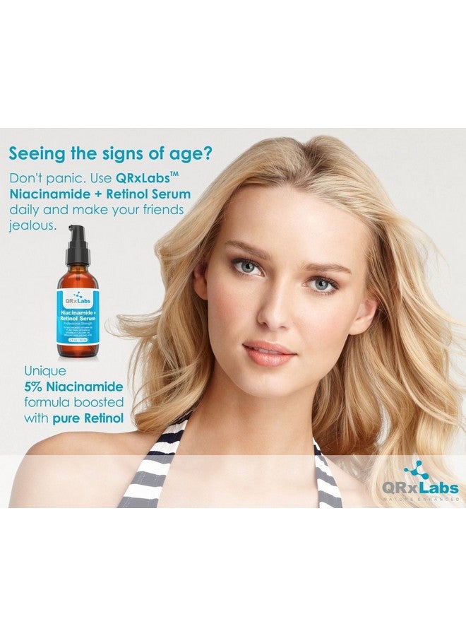 QRxLabs 5% Niacinamide (Vitamin B3) + Retinol Serum - Anti-Aging Serum - Pore and Wrinkle Reducer - Fights Acne Breakouts - Fades Blemishes and Spots - Tightens Skin - Retinol & Niacinamide Serum - Image 2