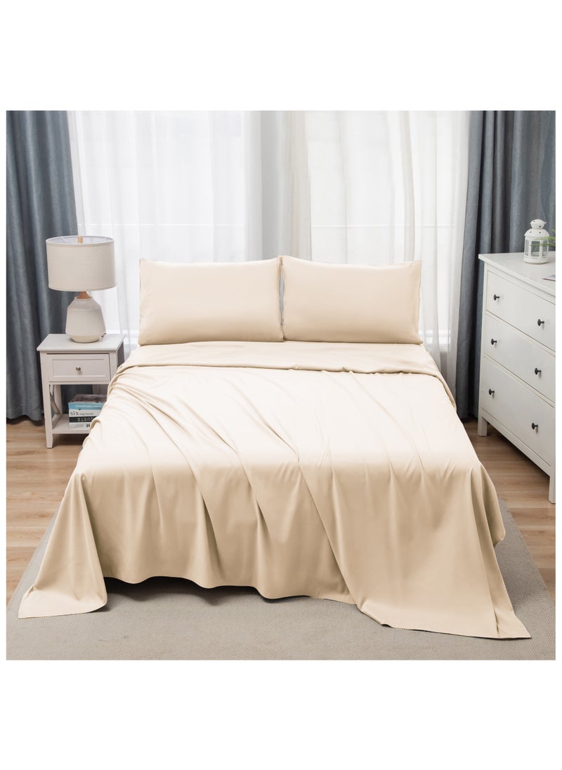 Panax Bedding Queen Bed Sheets Set - 4 Piece Bedding - Brushed Microfiber - Shrinkage and Fade Resistant - Easy Care (Beige, Queen) - pzsku/ZF02D091B175BF1D47AC7Z/45/_/1724428031/d8c3e045-b606-4cfa-8925-0cecdf9e83f0