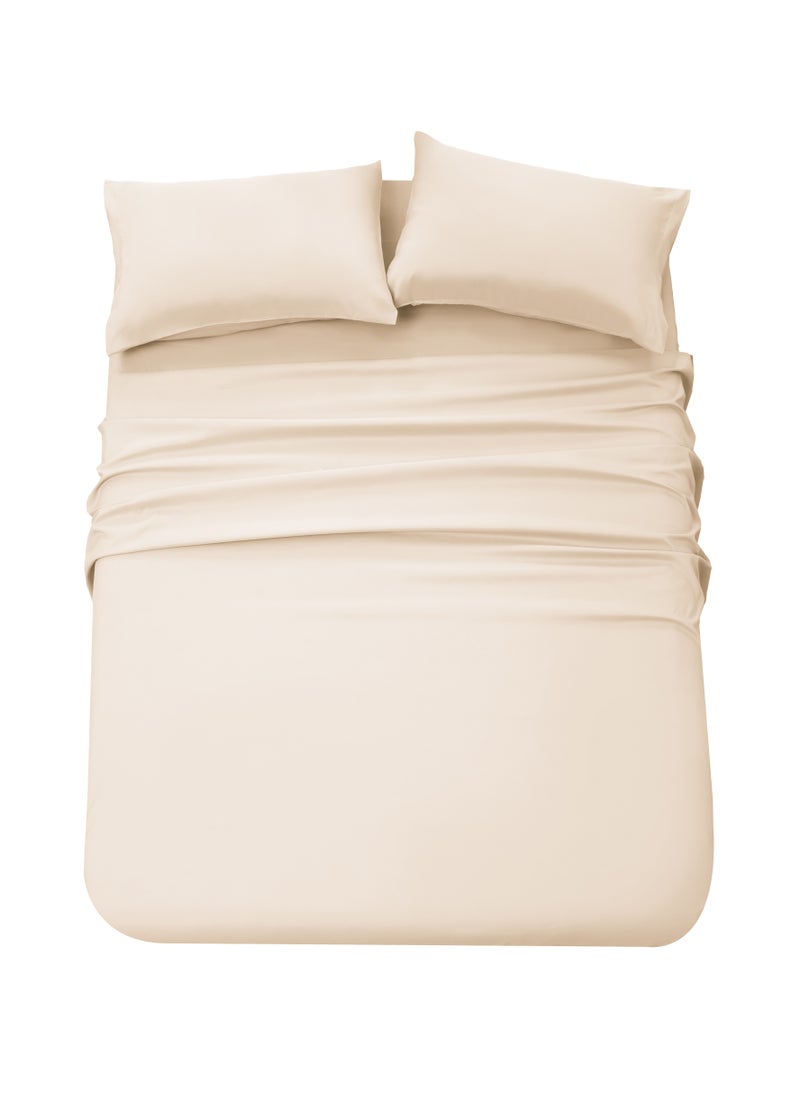 PanaX Panax Bedding Queen Bed Sheets Set - 4 Piece Bedding - Brushed Microfiber - Shrinkage and Fade Resistant - Easy Care (Beige, Queen)  - Image 2