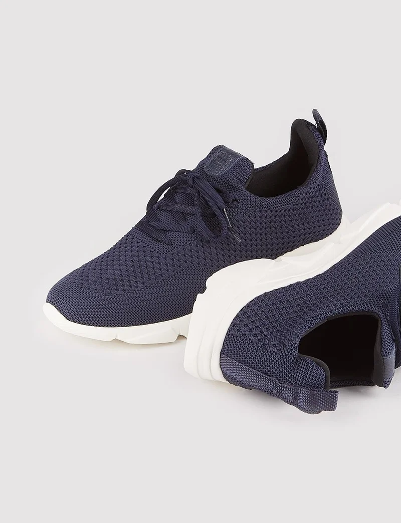 كاباني Men's Kntorm Extra Light Sole Lace-up Knitwear Casual Shoes 502 Navy Blue