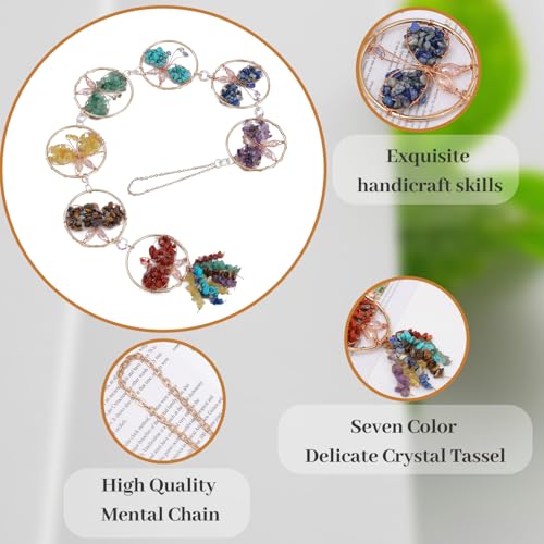 Dreamocean 7 Chakra Healing Crystals Hanging Ornament，Handmade Butterfly Natrual Chakra Stones Gemstones Wall Hanging Ornaments for Home Decor Yoga Meditation(7 Chakra Butterfly) - Image 5