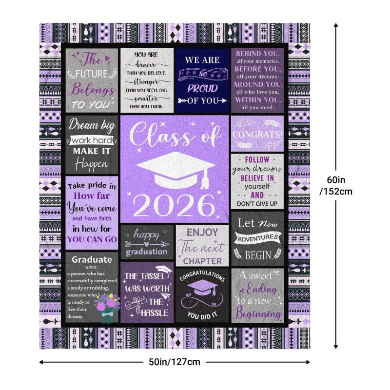 Graduation Gift Throw Blanket: 60" X 50" Purple 100% Microfiber Flannel, Ultra-Soft Skin-Friendly, Lightweight Warm Wrinkle-Resistant - Long-Lasting Fade-Proof, Versatile Cozy Blanket for College High - Image 4