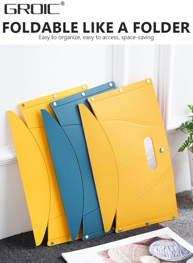 GROIC 2 PCS Folding Portable Camping Hiking Stool, Lightweight Collapsable Foldable Chair for Travel Gathering BBQ Subway Backpacking Outdoor Squatty Potty Ultralight Mini (Yellow+Blue) - Image 5