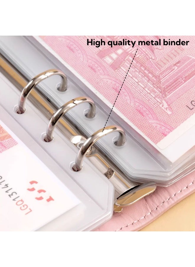 NOVOLAN A6 Loose-leaf Budget Binder, PU Leather Notebook with Cash Storage for Family Budgeting, Budget Planner Including 2 Sheets Stickers, 12 Cash Budget Sheets, 8 Zipper Bags, Labels (black) - Image 4