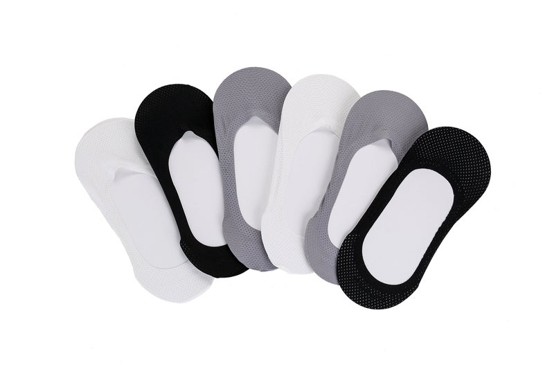 Joulli Men's Low Cut No Show Casual Non Slip Athletic Boat Socks (6 Pack),Black, Light Gray, White,Small - Image 5