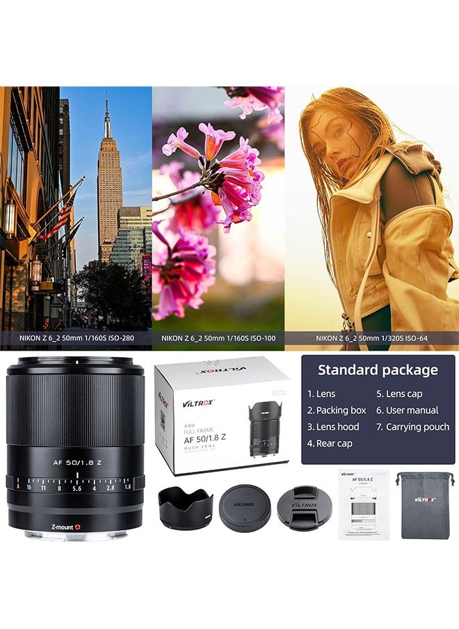 فيلتروكس - عدسة VILTROX AF 50mm f/1.8 F1.8 Z Mount Full Frame Lens STM Auto Focus Standard Prime Lens متوافقة مع كاميرا Nikon Z-Mount Z6 Z7 Z5 Z50 Z6II Z7II ZFC - Image 1