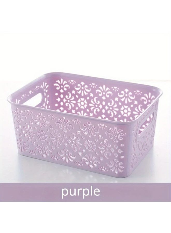 Pink Plastic Hollow Storage Basket For Kitchen Bathroom Bedroom Organization - Image 5