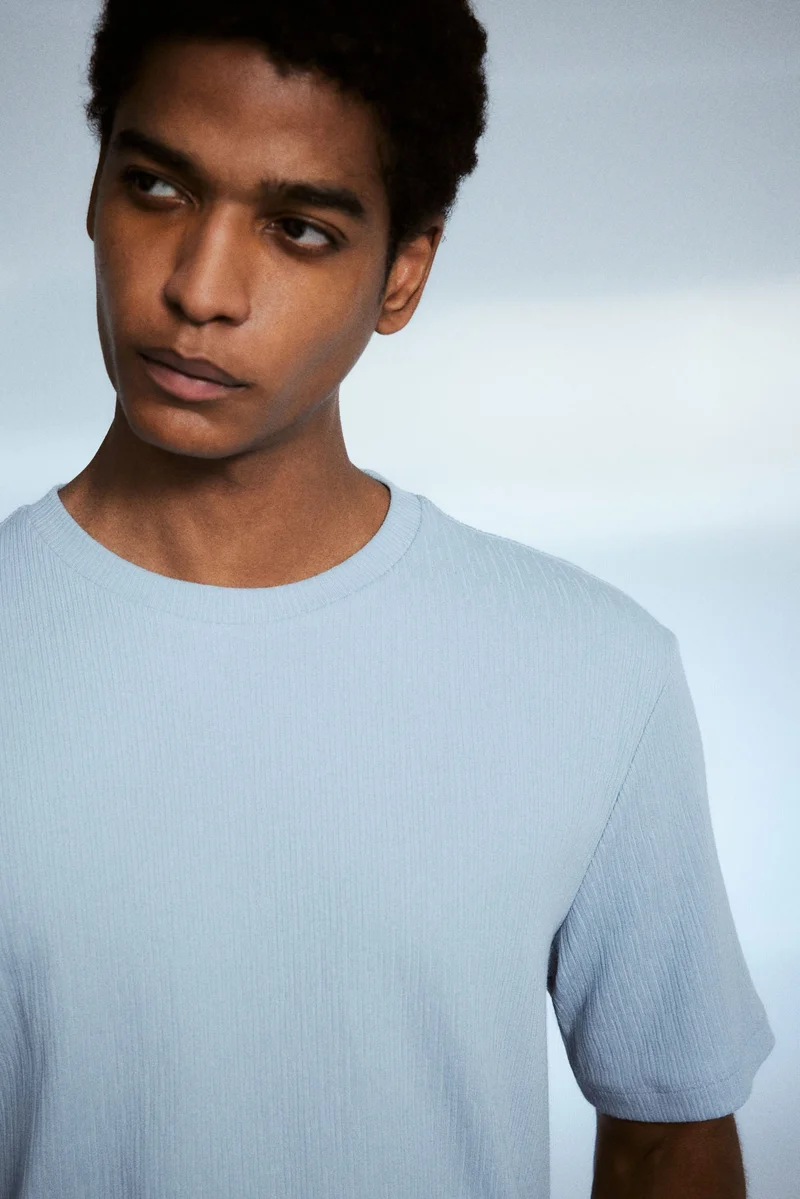 H&M Regular Fit Textured T-shirt