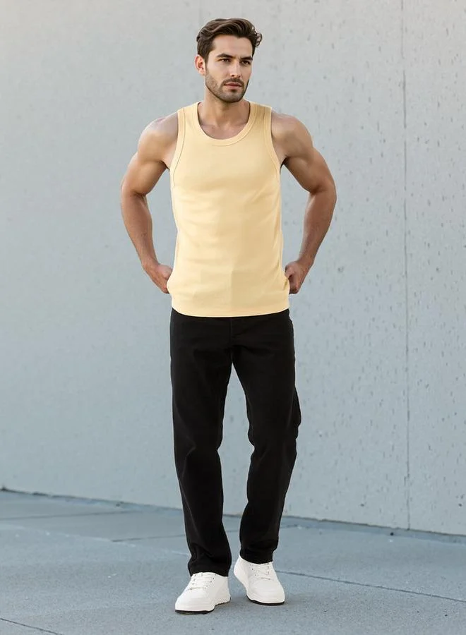 Splash FAV Ribbed Sleeveless Vest with Round Neck