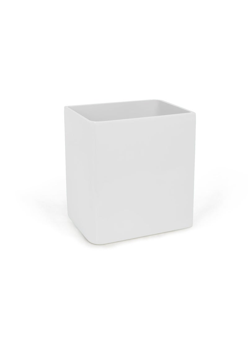 Kassatex Kassatex Lacca White OpenTop Plastic Trash Basket 