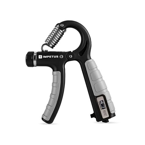 IMPETUS Adjustable Hand Grip Strengthener with In-Built Counter (5kg to 60kg) – Hand Gripper for Forearm, Wrist & Finger Exercise for Men & Women, Home & Gym Workout (Grey-Black) - Image 1