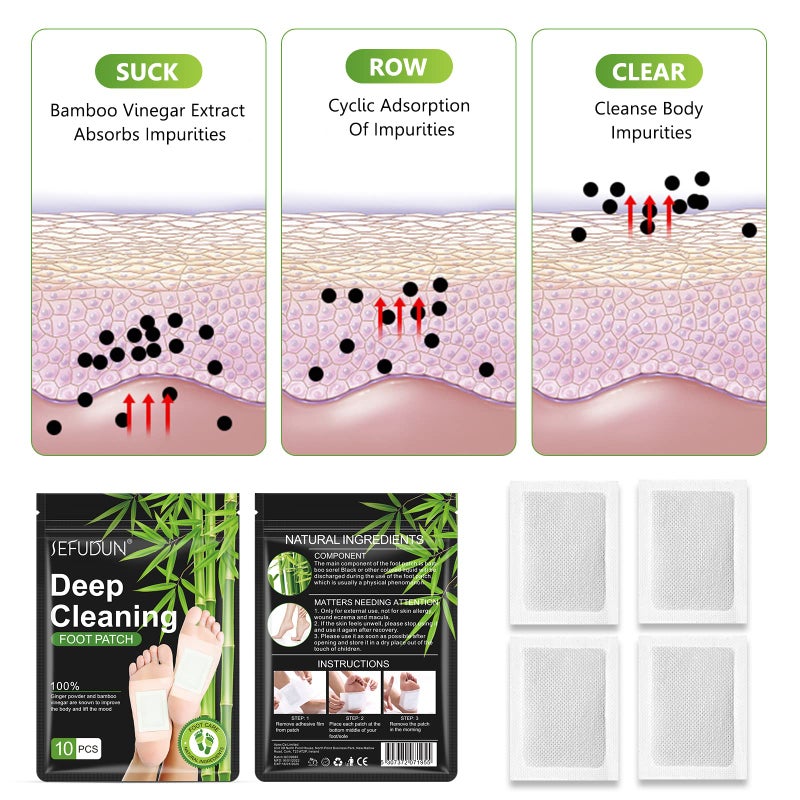 Sefudun 30PCS Deep Cleansing Foot Pads, Adhesive Sheets for Foot and Body Care Better, Natural Ginger Powder Bamboo Vinegar Foot Patches - Image 3
