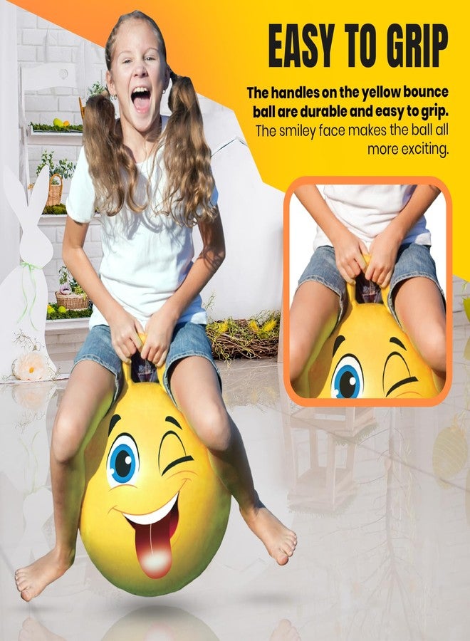 New Bounce Hopper Ball for Kids - Bouncing Ball with Handle - Outdoor Toys for Ages 5,6,7,8,9 - Yellow Bouncy Ball w/Pump - Image 3