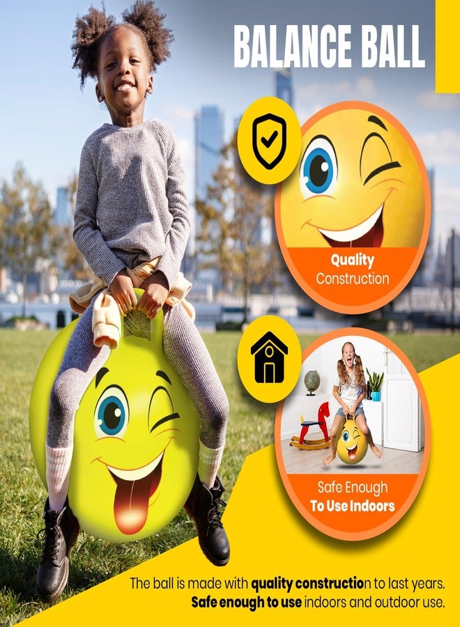 New Bounce Hopper Ball for Kids - Bouncing Ball with Handle - Outdoor Toys for Ages 5,6,7,8,9 - Yellow Bouncy Ball w/Pump - Image 4