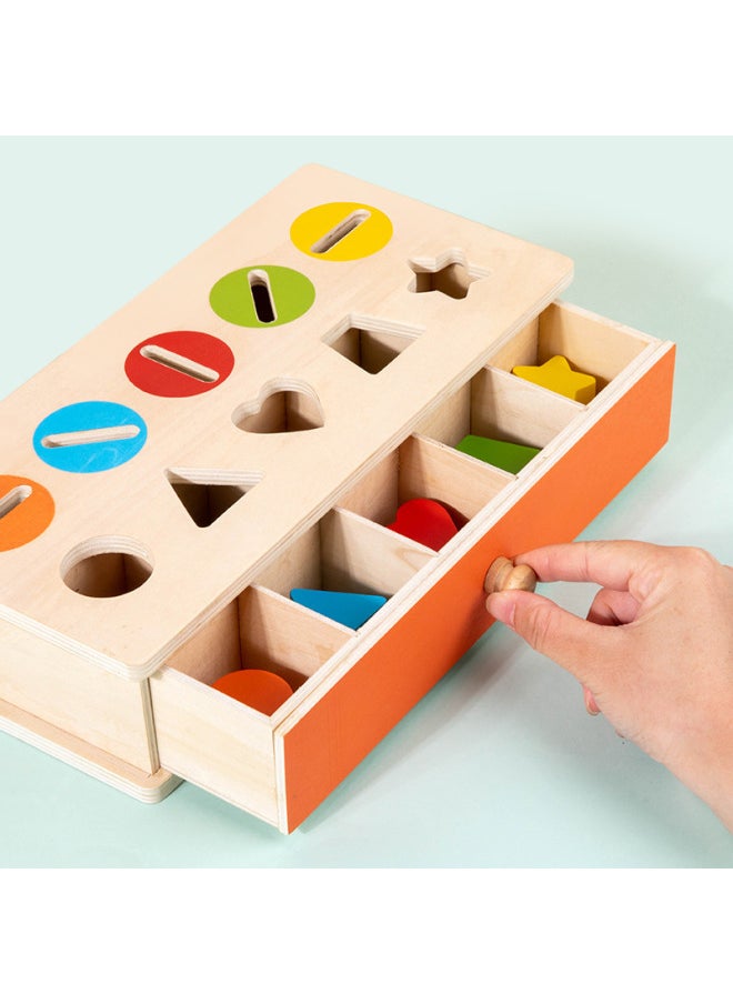 null - Montessori Classification Early Education Ten-grid Coin Box Baby Color Cognitive Shape Building Blocks Matching Teaching Aware Baby Toys-Color:Montessori Coin Box 0.92kg - Image 1