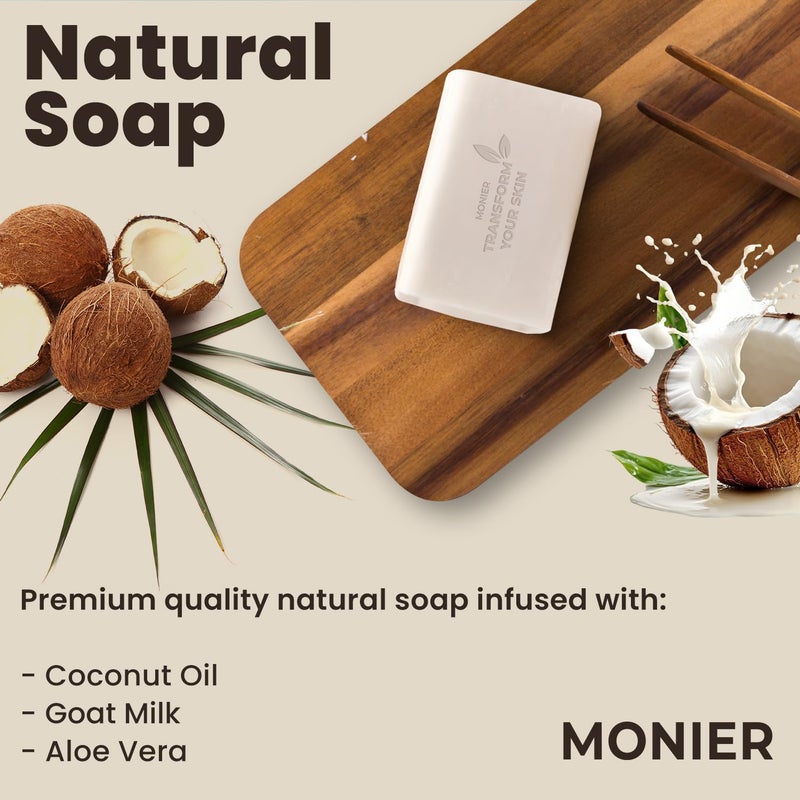 MONIER Goat Milk Soap Bar For Dry & Sensitive Skin - 100% Natural & Organic Skin Care - Enriched with Shea Butter - Use on Face, Body & Hands - For Men, Women, Kids & Baby (Lavender, 3 Pack) - Image 2