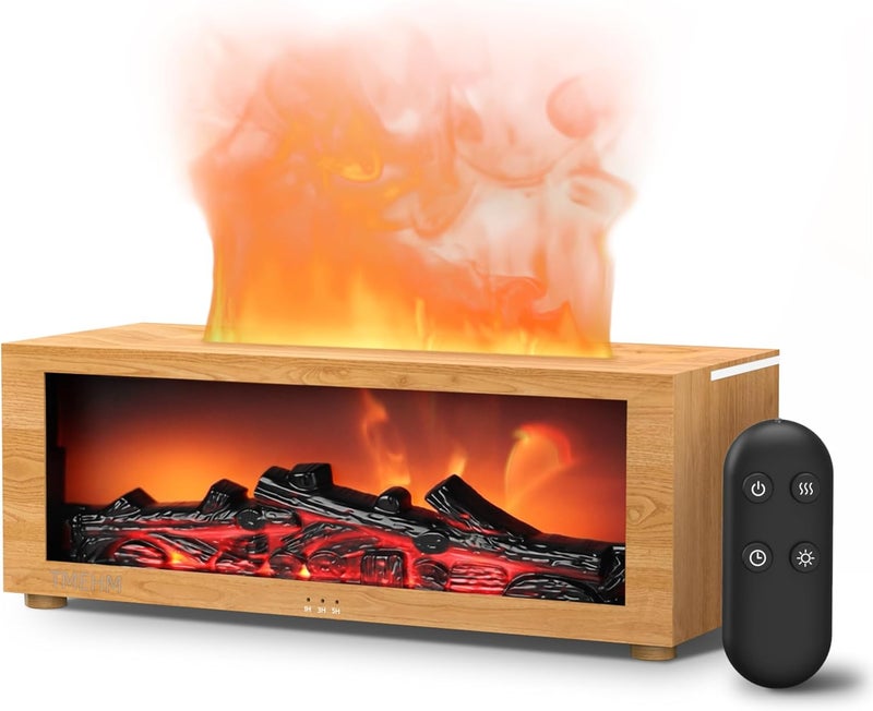 TMEHM - Flame Air Diffuser Humidifier for Fireplace, Aromatherapy Essential Oil Diffuser, Ultrasonic Humidifier with Timer for Home, Bedroom, Office, Yoga - Image 1