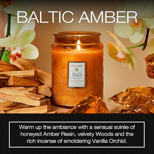 Voluspa Baltic Amber Candle, 18 oz, Coconut Wax Blend, Scented Candles for Home, 100 Hour Burn Time, Candle Jars - Image 2