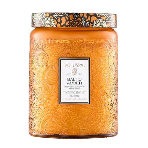 Voluspa Baltic Amber Candle, 18 oz, Coconut Wax Blend, Scented Candles for Home, 100 Hour Burn Time, Candle Jars - Image 1