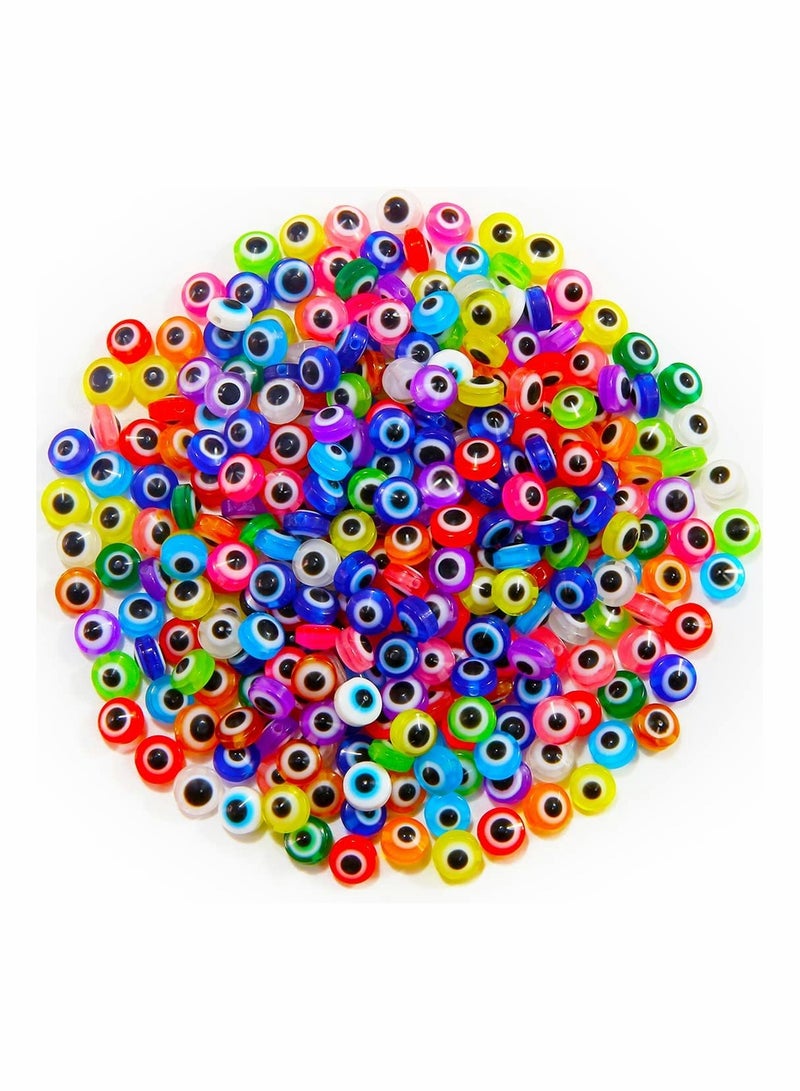 Excefore Evil Eye Beads, Round Evil Eye Handmade Resin Beads, Charms Round Evil Eye Spacer Beads Handmade Beads for DIY Jewelry Bracelet Earring Necklace Craft Making, mixed color, 200 pcs - Image 1