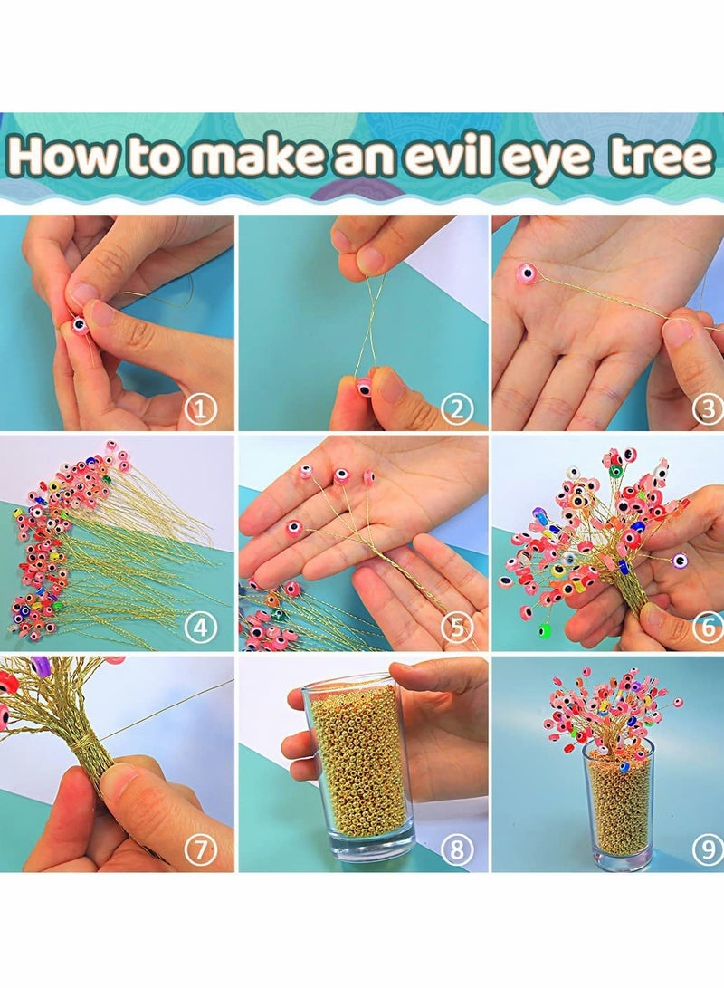 Excefore Evil Eye Beads, Round Evil Eye Handmade Resin Beads, Charms Round Evil Eye Spacer Beads Handmade Beads for DIY Jewelry Bracelet Earring Necklace Craft Making, mixed color, 200 pcs - Image 3