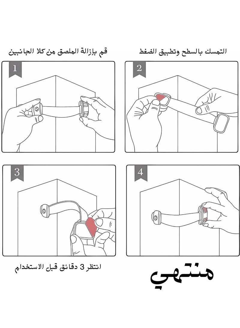 ف.ا.م.س أقفال أمان للأطفال – أقفال متعددة الاستخدامات قابلة للتعديل لتأمين الخزائن، الأدراج، المراحيض، والأجهزة – متينة، سهلة التركيب، مصنوعة من مواد آمنة وغير سامة مع لاصق 3M قوي – عبوة من 5 قطع - Image 3