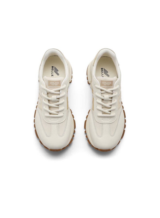 Belle Zhou Yutong Same Style Xiaojingan New Retro Women's Mall Casual Shoes A8d1dcm5, Beige/gold, Size 37 - Image 4