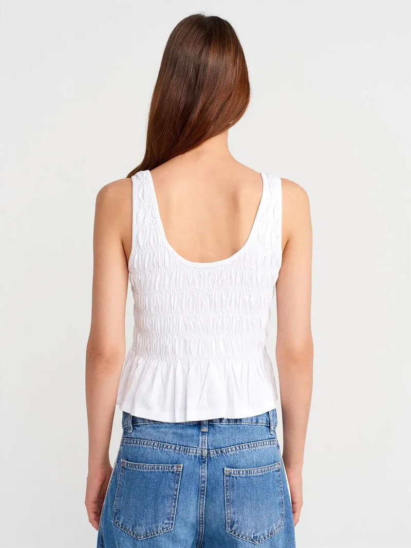 ديلفين DILVIN Textured Cotton-modal Crop Cami Blouse
