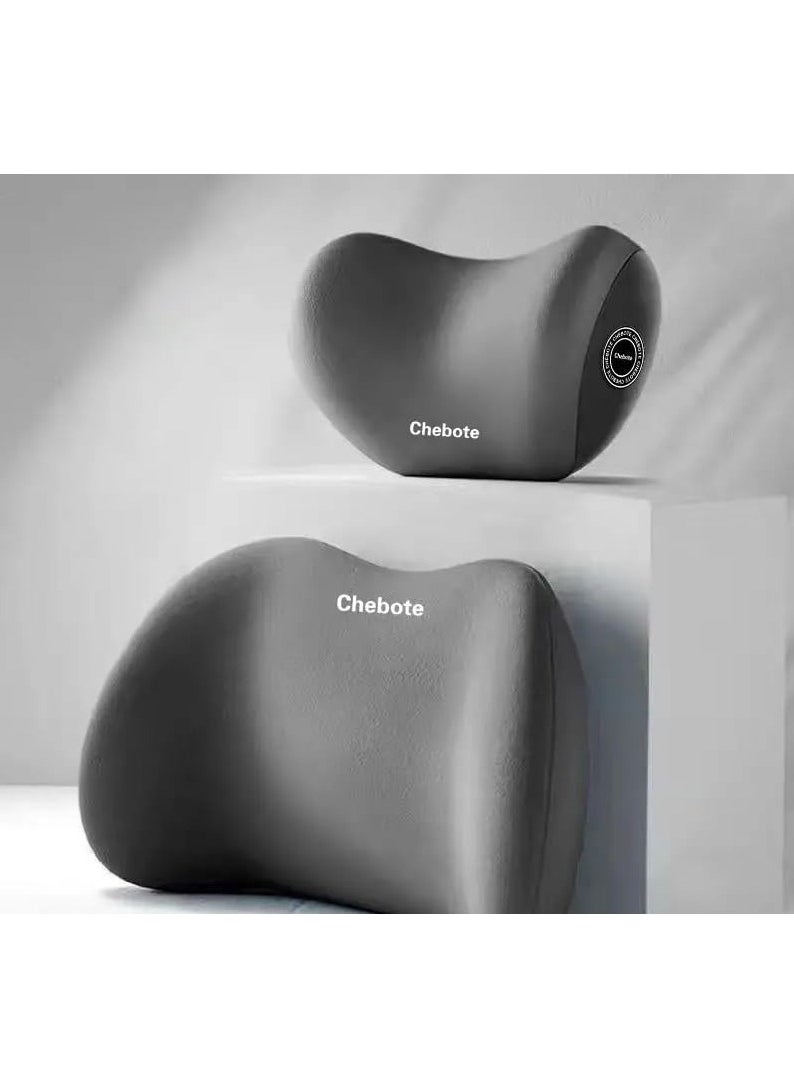 Generic Car Neck and Back Support Pillow 2-in-1 Headrest and Lumbar Pillow Set,Neck Cervical Spine Support,Waist and Neck Cushion,Neck Support & Back Support  - Image 1