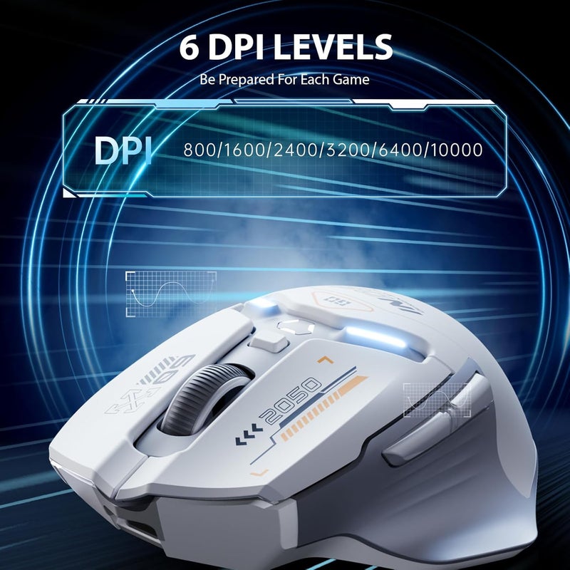 inphic IN9 Wireless Gaming Mouse, True Tri-Mode Bluetooth/Type-C Wired/2.4G Wireless Connection, 10000 DPl, Fully Programmable, RGB Backlit, for Laptop PC Mac - Image 3