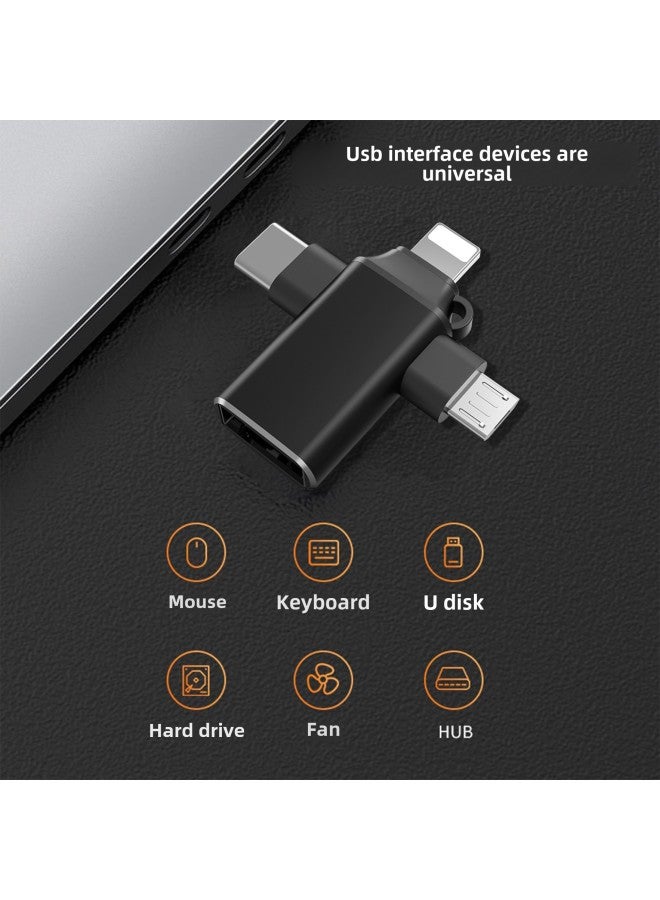 Applicable To Apple Huawei Typec Adapter OTG Three-in-one Tablet Reading USB Mouse USB3.0 Converter-Number Of Interfaces:OTG 2-in -1 Adapter Black  - Image 4