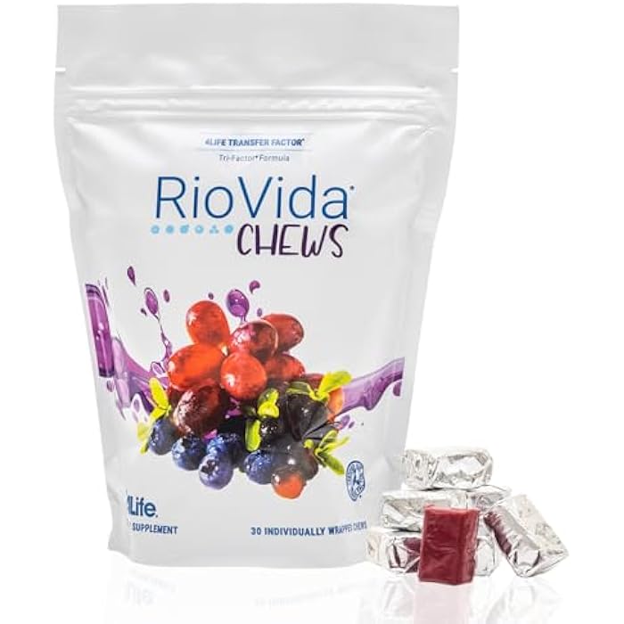 4Life RioVida Chews, Supplement Supports Immune System & Healthy Aging with Elderberry, Acai Berry & Transfer Factor Proteins - 30 Chews - Image 1