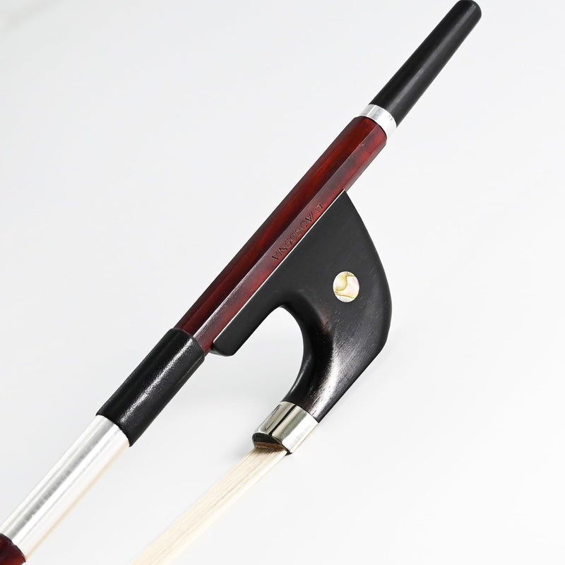 VINGOBOW Upright Double Bass Bow Half 1/2 Size German Model Natural Horsehair 300BG 72 cm Brazilwood Stick Ebony Frog Warm Tone Natural Horse Hair Straight Stick Smooth Tuner Easy Rosin - Image 1