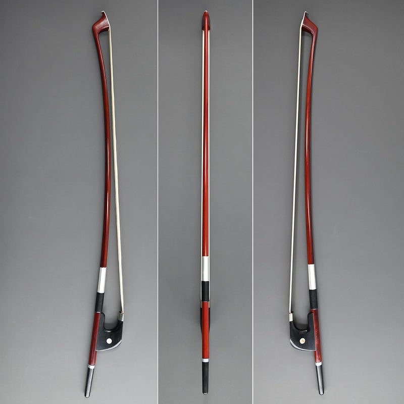 VINGOBOW Upright Double Bass Bow Half 1/2 Size German Model Natural Horsehair 300BG 72 cm Brazilwood Stick Ebony Frog Warm Tone Natural Horse Hair Straight Stick Smooth Tuner Easy Rosin - Image 4