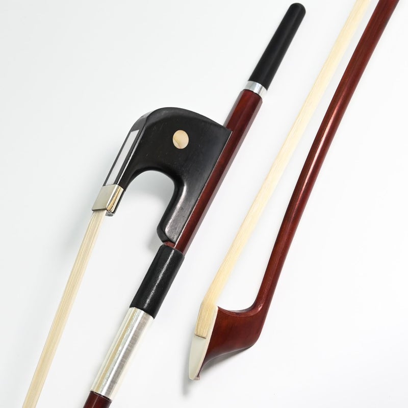 VINGOBOW Upright Double Bass Bow Half 1/2 Size German Model Natural Horsehair 300BG 72 cm Brazilwood Stick Ebony Frog Warm Tone Natural Horse Hair Straight Stick Smooth Tuner Easy Rosin - Image 5