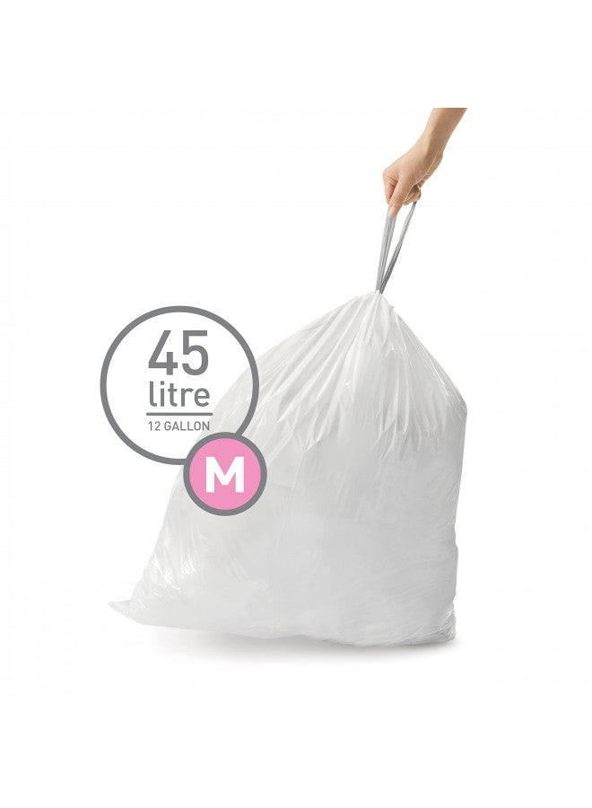 simplehuman Code M Custom Fit Drawstring Trash Bags in Dispenser Packs, 20 Count, 45 Liter / 11.9 Gallon, White - Image 2