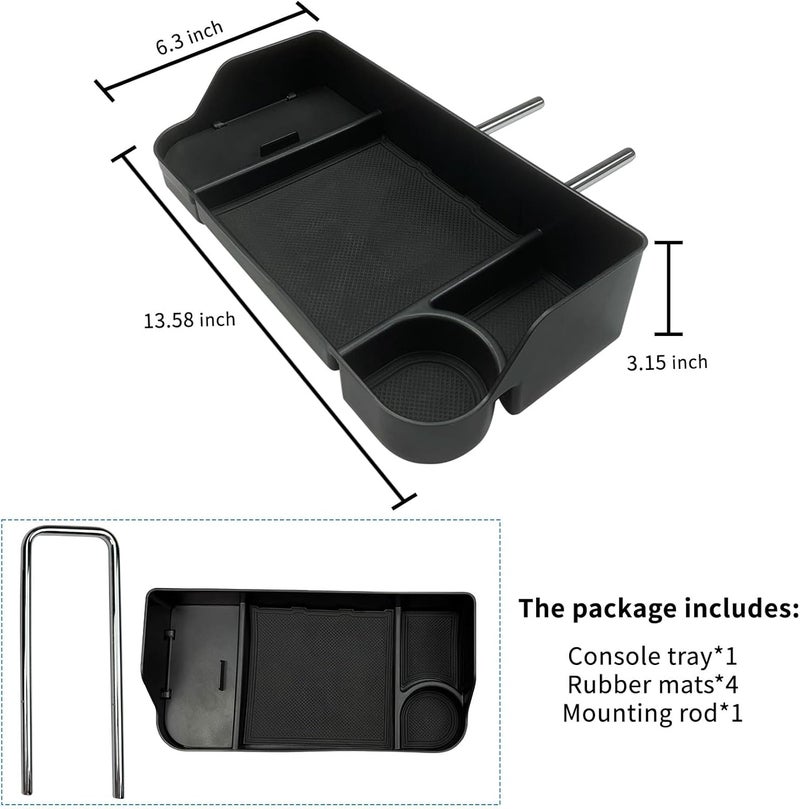 Zxiaochun Center Console Seat Headrest Organizer for 2011-2024 2025 Ford F150 F250 F350 F450 F550 F650 Accessories, Storage Tray with Non-Slip Rubber Mat (Jump Seat Only) - Image 5