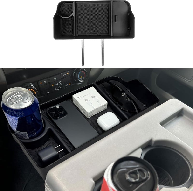 Zxiaochun Center Console Seat Headrest Organizer for 2011-2024 2025 Ford F150 F250 F350 F450 F550 F650 Accessories, Storage Tray with Non-Slip Rubber Mat (Jump Seat Only) - Image 1