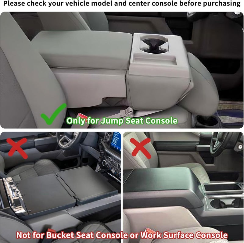 Zxiaochun Center Console Seat Headrest Organizer for 2011-2024 2025 Ford F150 F250 F350 F450 F550 F650 Accessories, Storage Tray with Non-Slip Rubber Mat (Jump Seat Only) - Image 2