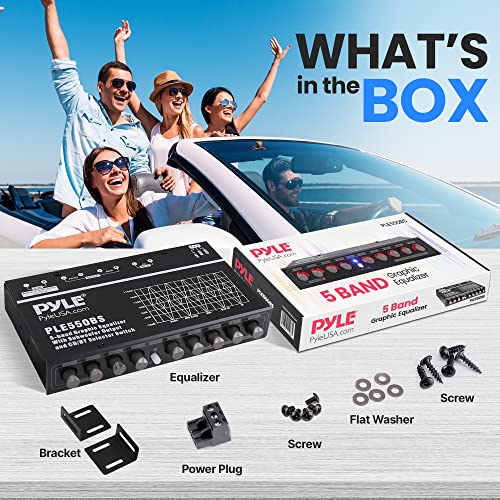 PyleUsa 5 Band Graphic Equalizer with Bluetooth, Adjustable SUB Volume for Subwoofer Channel, Low Pass Filter, Front Rear Fader, HiFi Car Audio EQ with RCA Inputs Outputs - Image 2