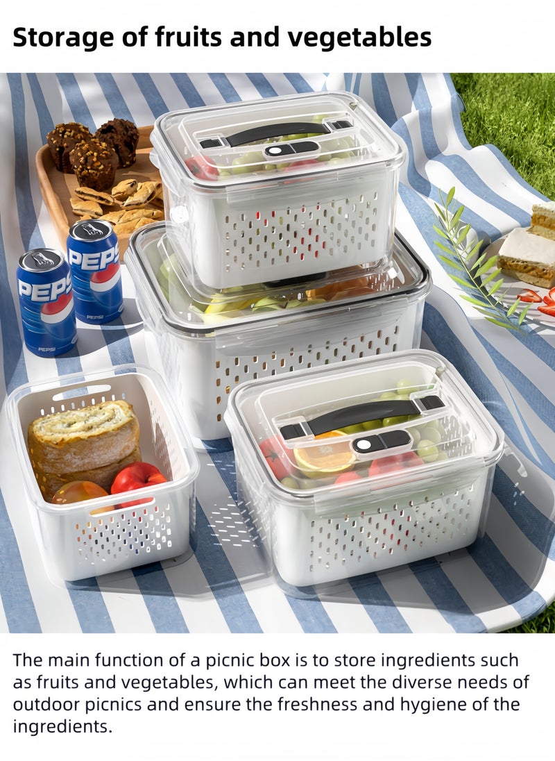 nihao - 4 Pack Large Fridge Food Storage Container Set with Lids with Strainer, Fruit Vegetable Storage Containers Keep Fruits, Vegetables, Berry, Meat Fresh longer , BPA-Free Plastic Produce Keepers,800ml/1700ml/3150ml/4150ml - Image 1