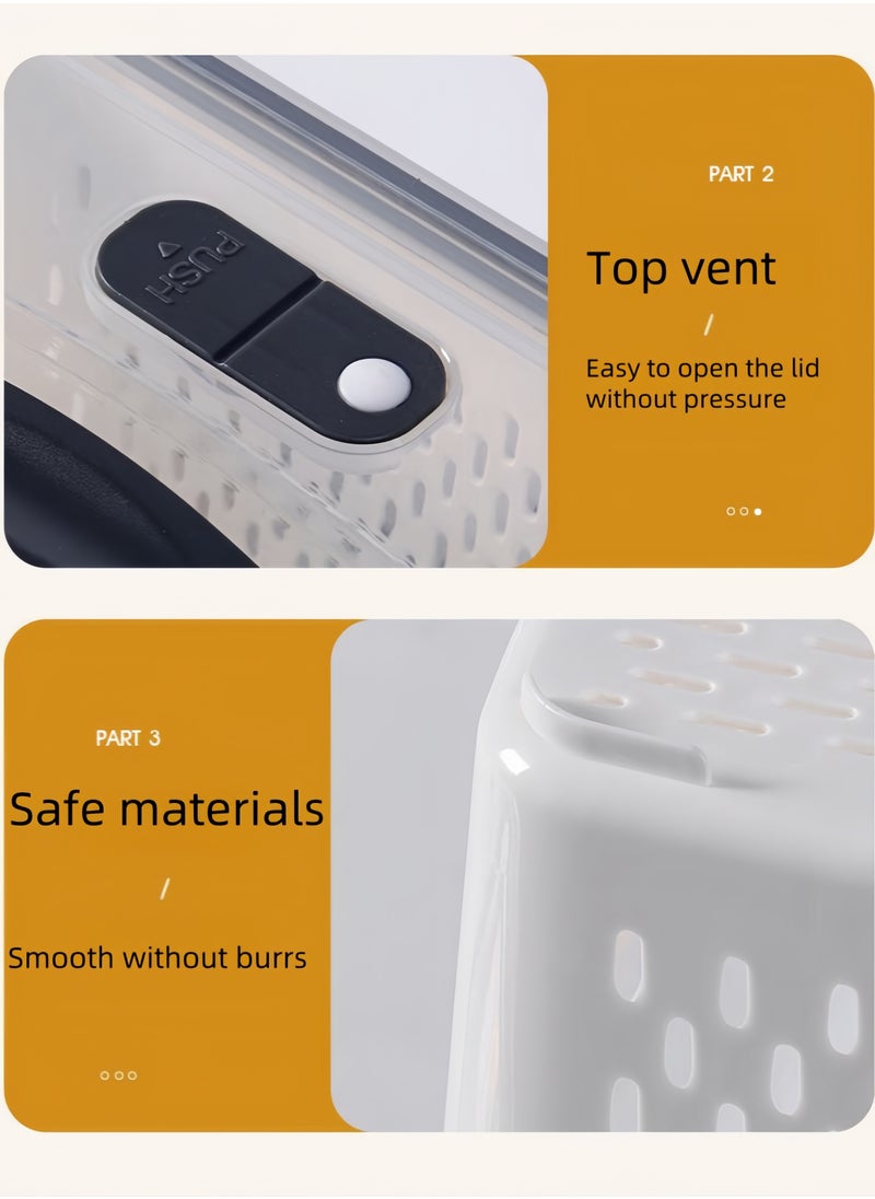 nihao - 4 Pack Large Fridge Food Storage Container Set with Lids with Strainer, Fruit Vegetable Storage Containers Keep Fruits, Vegetables, Berry, Meat Fresh longer , BPA-Free Plastic Produce Keepers,800ml/1700ml/3150ml/4150ml - Image 1
