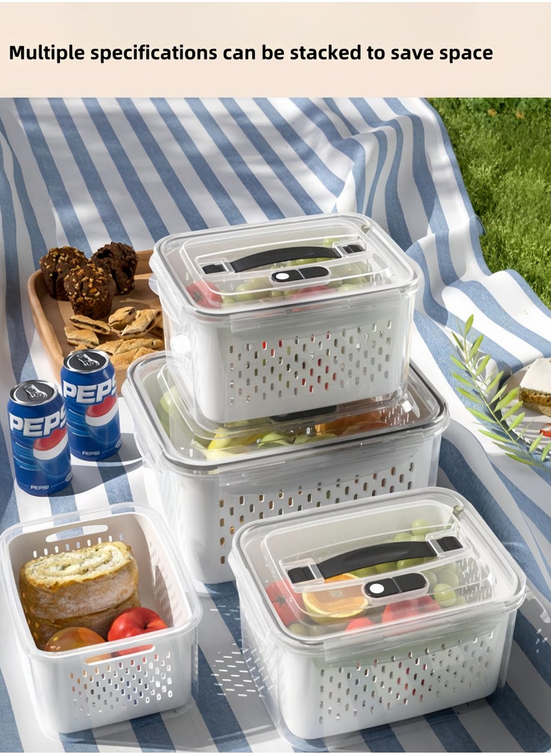 nihao - 4 Pack Large Fridge Food Storage Container Set with Lids with Strainer, Fruit Vegetable Storage Containers Keep Fruits, Vegetables, Berry, Meat Fresh longer , BPA-Free Plastic Produce Keepers,800ml/1700ml/3150ml/4150ml - Image 1