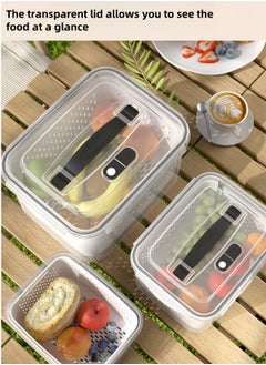nihao 4 Pack Large Fridge Food Storage Container Set with Lids with Strainer, Fruit Vegetable Storage Containers Keep Fruits, Vegetables, Berry, Meat Fresh longer , BPA-Free Plastic Produce Keepers,800ml/1700ml/3150ml/4150ml  - Image 2