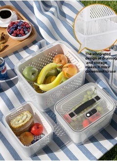 nihao 4 Pack Large Fridge Food Storage Container Set with Lids with Strainer, Fruit Vegetable Storage Containers Keep Fruits, Vegetables, Berry, Meat Fresh longer , BPA-Free Plastic Produce Keepers,800ml/1700ml/3150ml/4150ml  - Image 4